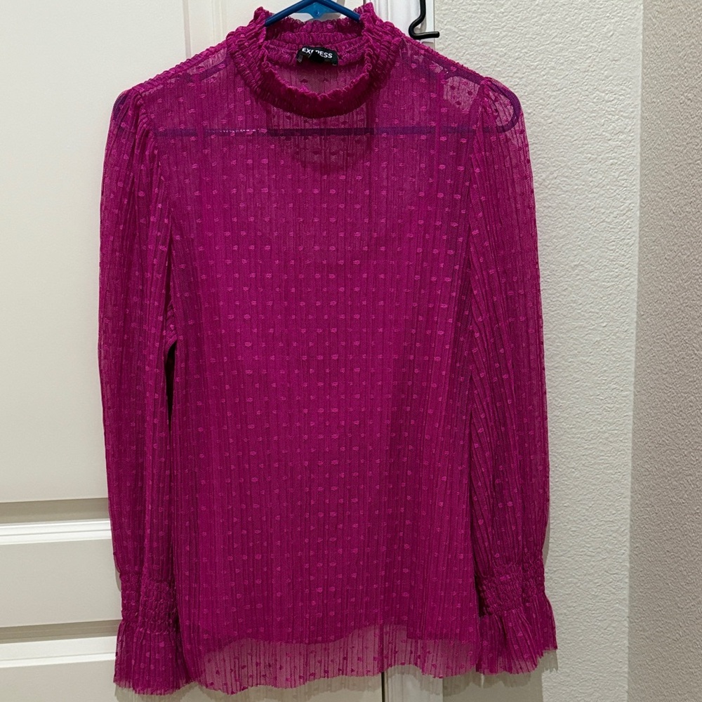 New Express Fuchsia Sheer Blouse with camisole XL